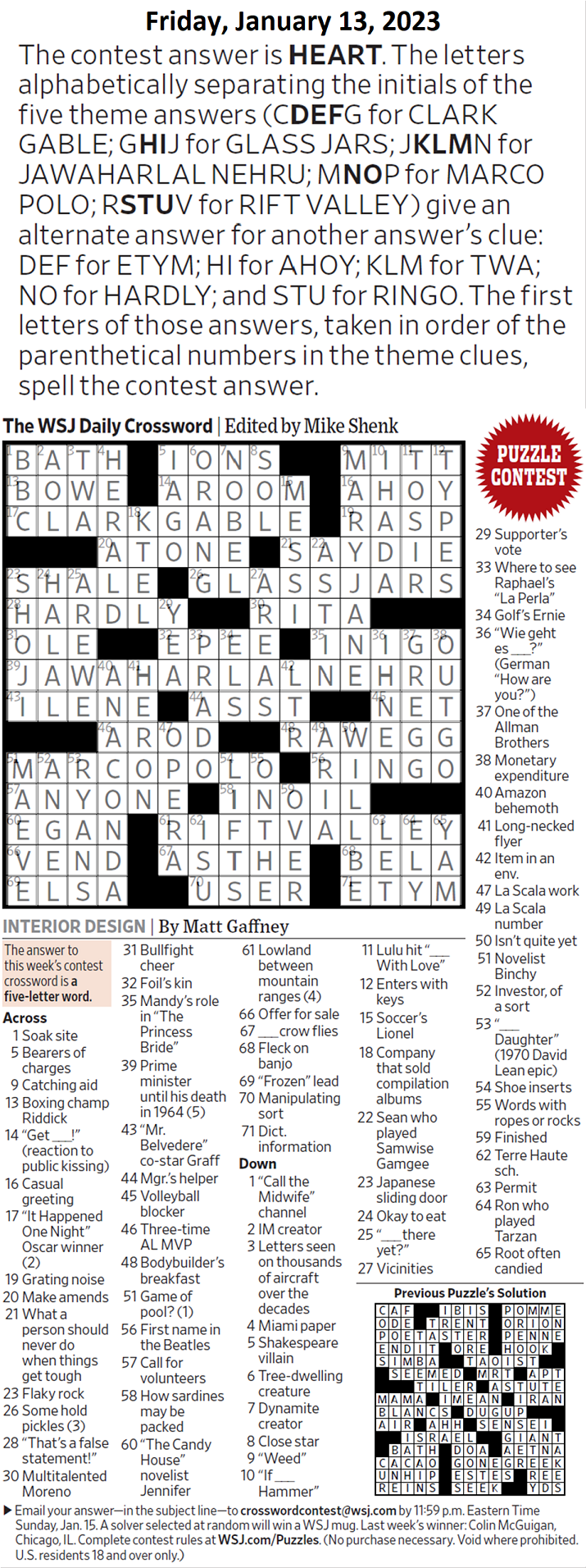 Past WSJ Crossword Contests & Solutions - Page 5 - XWord Muggles Forum