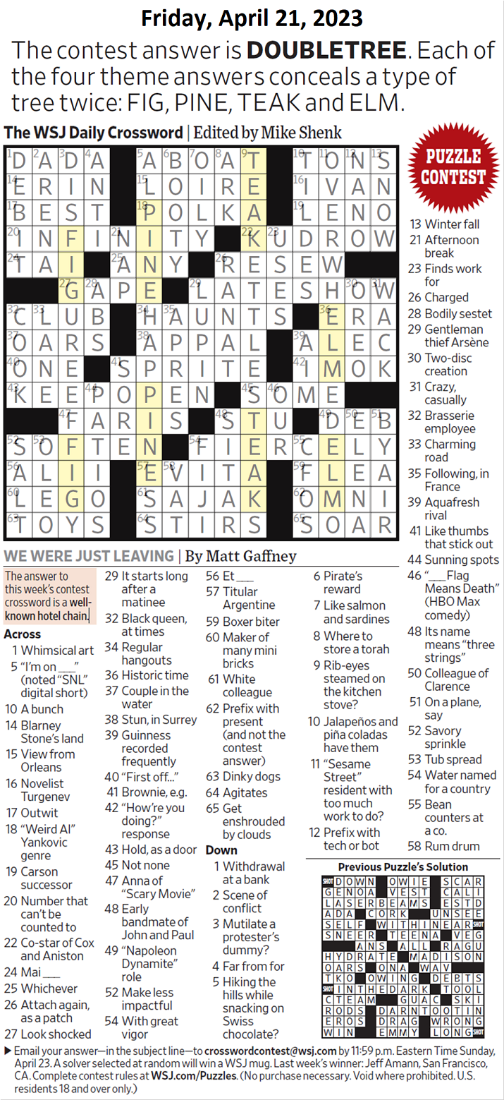 Past WSJ Crossword Contests & Solutions - Page 5 - XWord Muggles Forum