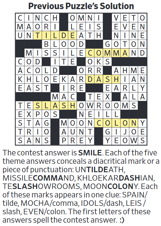 Past WSJ Crossword Contests & Solutions - Page 5 - XWord Muggles Forum